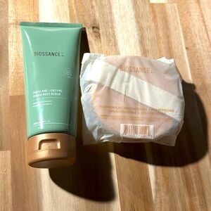 Biossance body scrub plus dry brush. Brand new. Sealed